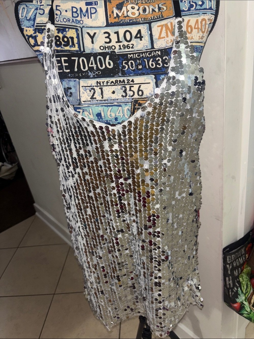 The Ragged Priest Silver Sequin Dress